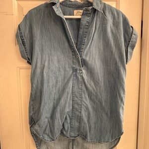 J Crew short sleeve popover denim shirt